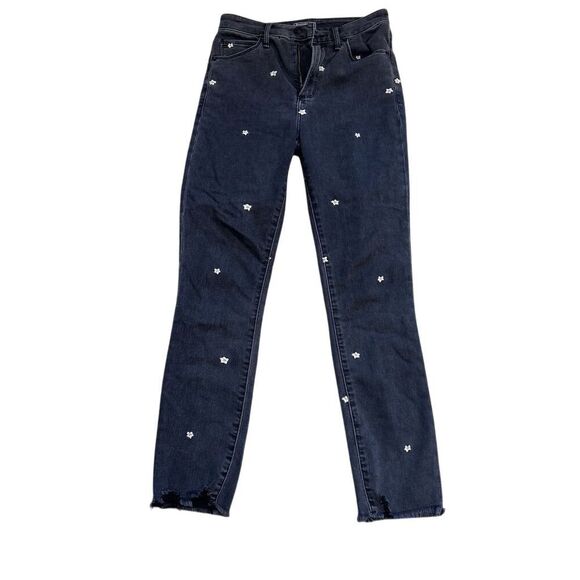 VGUC Abercrombie & Fitch Women's Hi Rise Skinny Jeans Size 25 Black Embroidered - Picture 1 of 4